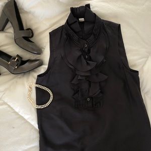 J. Crew Silk Ruffle Front Sleeveless Blouse